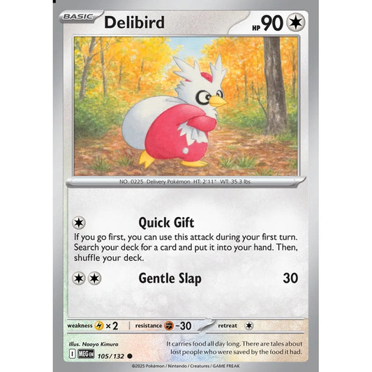 Delibird Common 105/132 Pokemon Card Game Mega Evolution