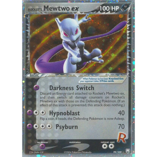 Rocket's Mewtwo ex Rare Holo ex 99/109 Pokemon Card Game EX Team Rocket Returns