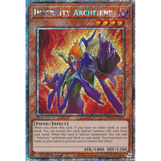 Infernity Archfiend RA03-EN220 Platinum Platinum Secret Rare Yu-Gi-Oh Quarter Century Bonanza in Art