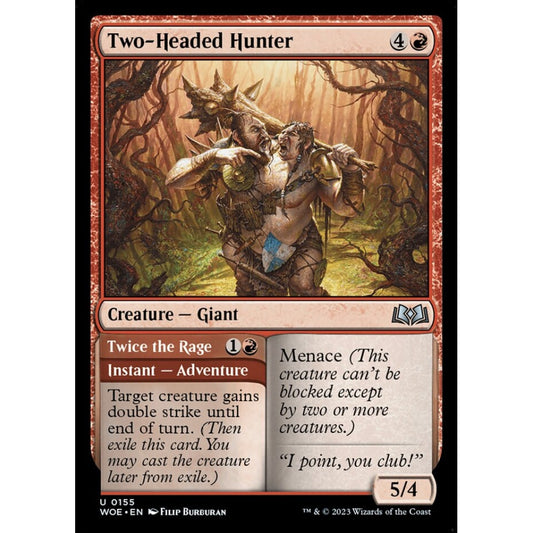 Two-Headed Hunter // Twice the Rage, uncommon, 155, Magic the Gathering, Wilds of Eldraine