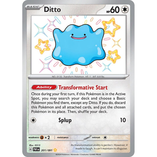 Ditto Shiny Rare 201/091 Pokemon Card Game Paldean Fates