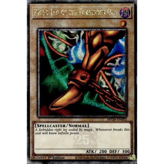 Right Leg of the Forbidden One MP24-EN002 QCR Quarter Century Secret Rare Yu-Gi-Oh 25th Anniversary Tin: Dueling Mirrors in Art
