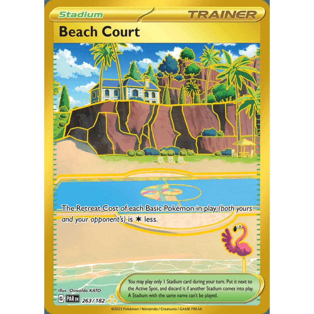 Beach Court Secret Rare 263/182 Pokemon Card Game Paradox Rift
