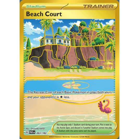 Beach Court Secret Rare 263/182 Pokemon Card Game Paradox Rift