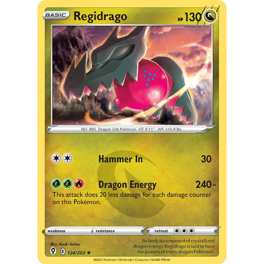 Regidrago Rare Holo 124/203 Pokemon Card Game Evolving Skies