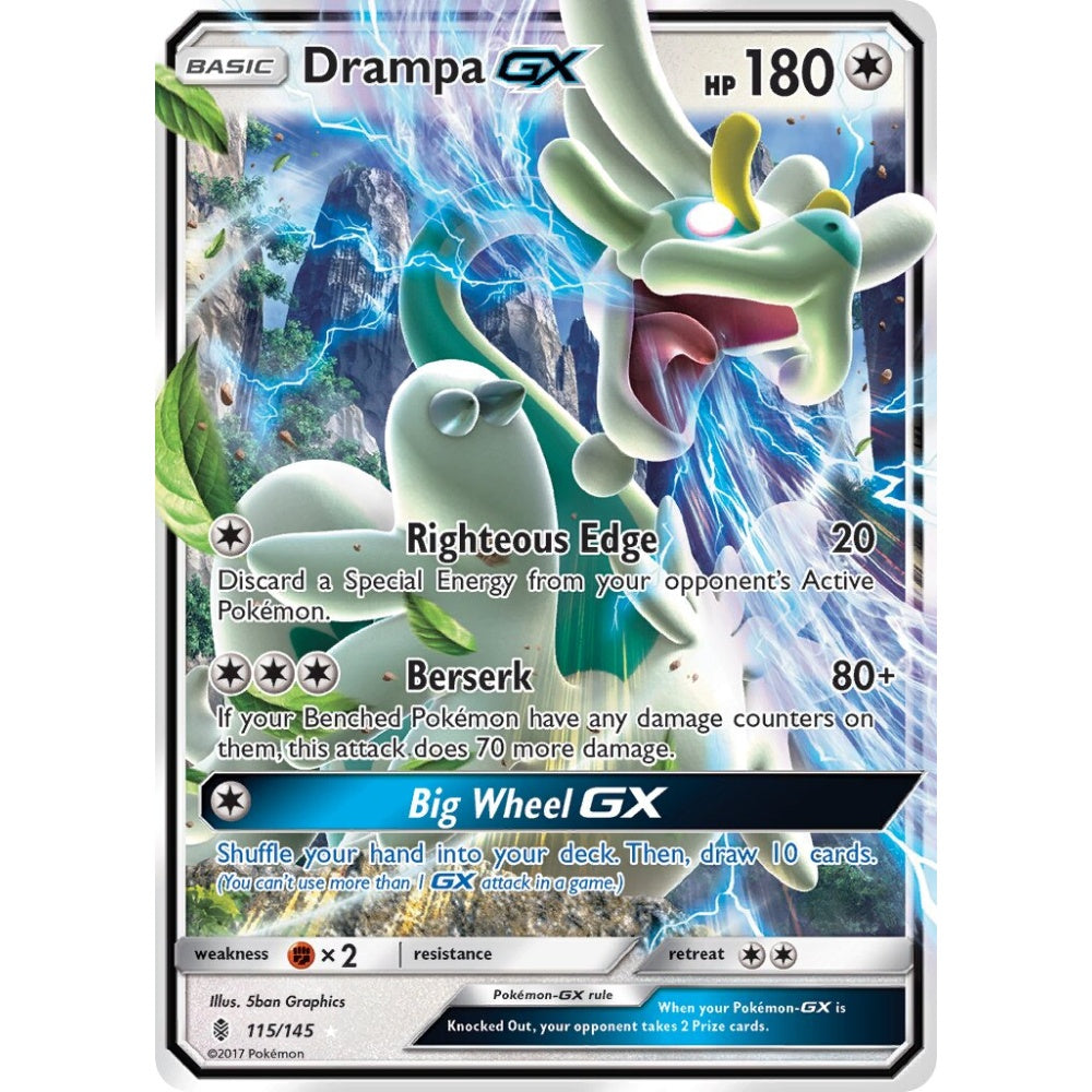 Drampa-GX Rare Holo GX 115/145 Pokemon Card Game Guardians Rising