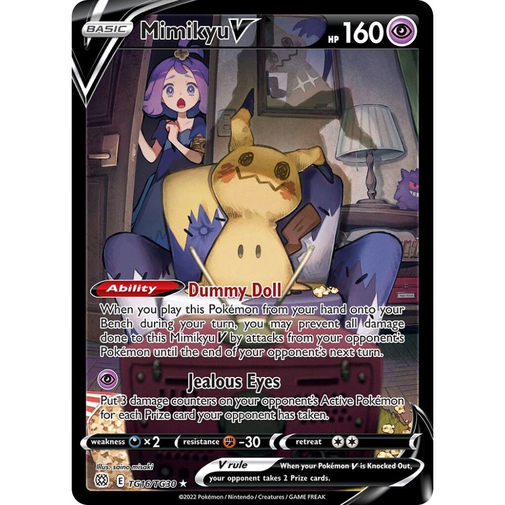 Mimikyu V Holo Rare V TG16/TG30 Pokemon Card Game Brilliant Stars