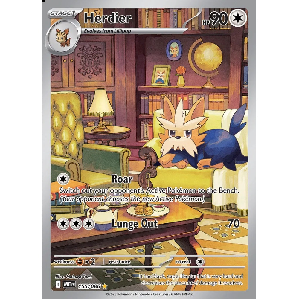 Herdier Illustration Rare 155/086 Pokemon Card Game White Flare