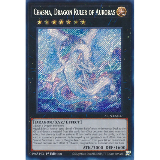 Chasma, Dragon Ruler of Auroras ALIN-EN047 QCR Quarter Century Secret Rare Yu-Gi-Oh Alliance Insight in Art