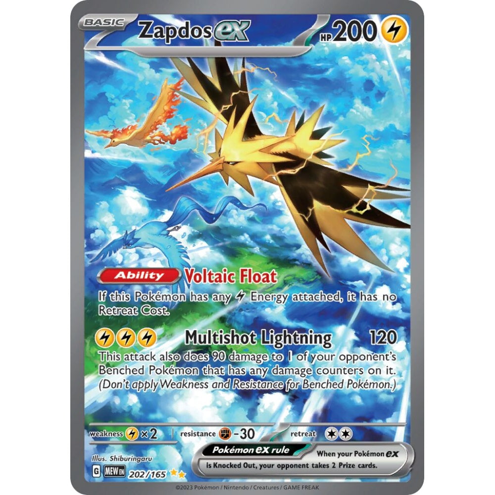 Zapdos ex Special Illustration Rare 202/165 Pokemon Card Game Pokémon 151