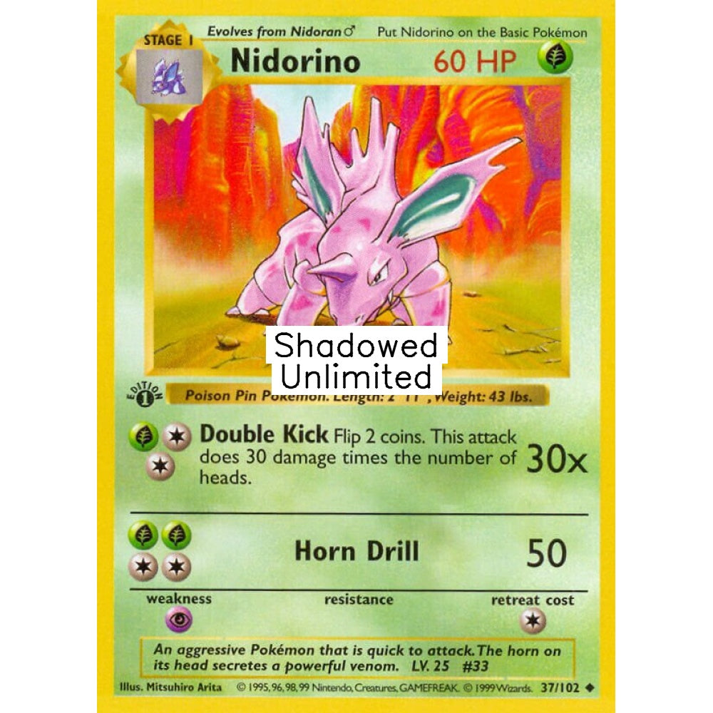 Nidorino Uncommon 37/102 Pokemon Card Game Base Set