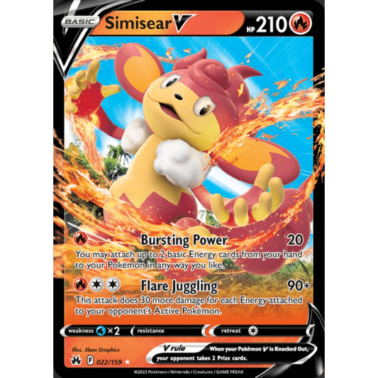 Simisear V Double Rare 022/159 Pokemon Card Game Crown Zenith