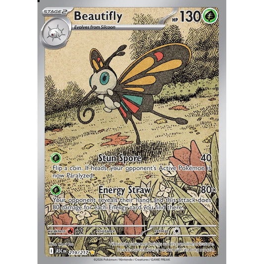 Beautifly Illustration Rare 219/217 Pokemon Card Game Ascended Heroes
