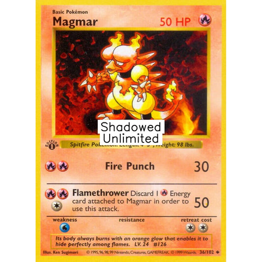 Magmar Uncommon 36/102 Pokemon Card Game Base Set