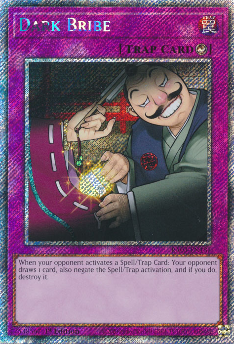 Dark Bribe RA03-EN187 Platinum Platinum Secret Rare Yu-Gi-Oh Quarter Century Bonanza in Art