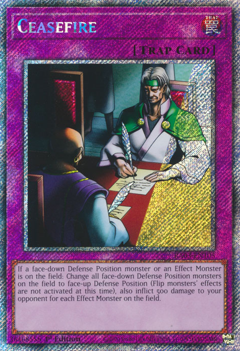 Ceasefire RA03-EN105 QCR Quarter Century Secret Rare Yu-Gi-Oh Quarter Century Bonanza in Art