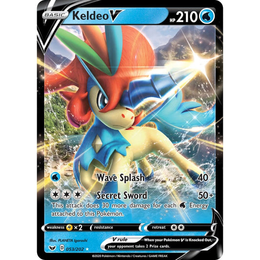Keldeo V Holo Rare V 053/202 Pokemon Card Game Sword & Shield