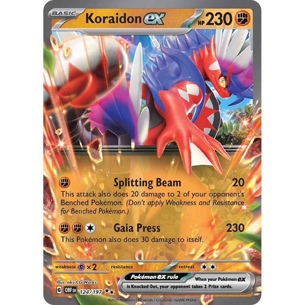 Koraidon ex Double Rare 124/197 Pokemon Card Game Obsidian Flames