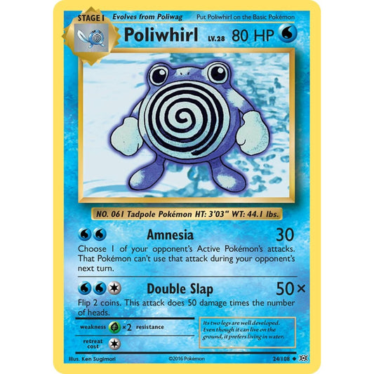 Poliwhirl Uncommon 24/108 Pokemon Card Game Evolutions