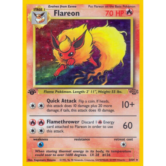 Flareon Rare Holo 3/64 Pokemon Card Game Jungle