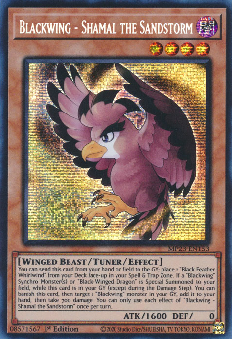 Blackwing - Shamal the Sandstorm MP23-EN153 Prismatic Prismatic Secret Rare Yu-Gi-Oh 25th Anniversary Tin: Dueling Heroes Mega Pack in Art