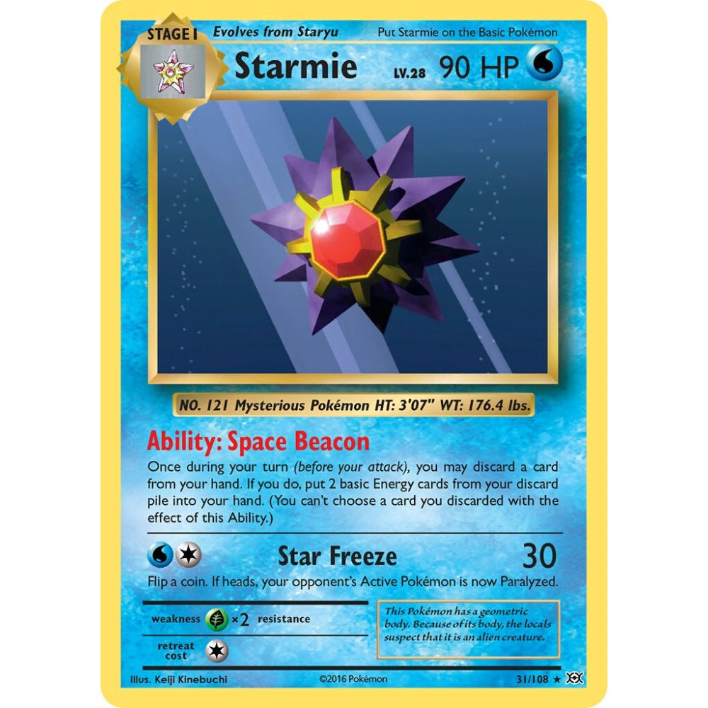 Starmie Rare 31/108 Pokemon Card Game Evolutions