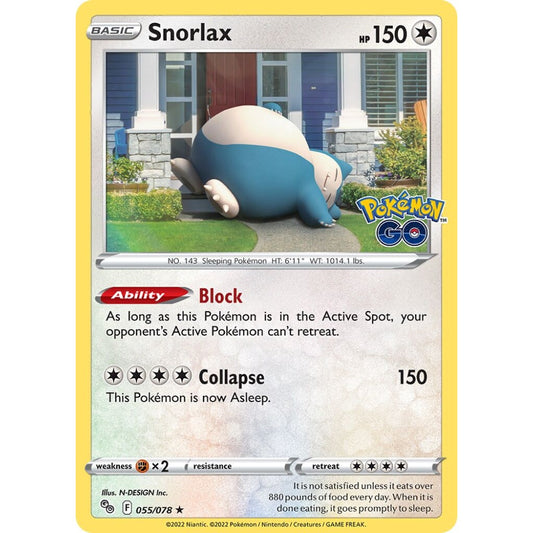 Snorlax Rare Holo 055/078 Pokemon Card Game Pokémon GO