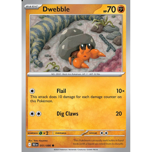Dwebble Common 051/086 Pokemon Card Game Black Bolt