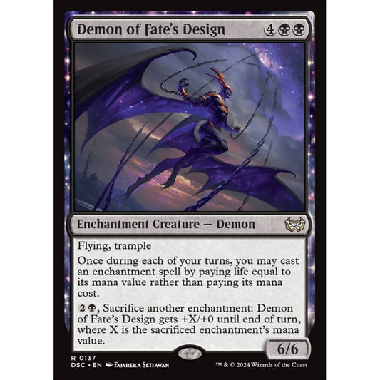 Demon of Fate's Design, 137, rare, Magic: The Gathering, Duskmourn: House of Horror
