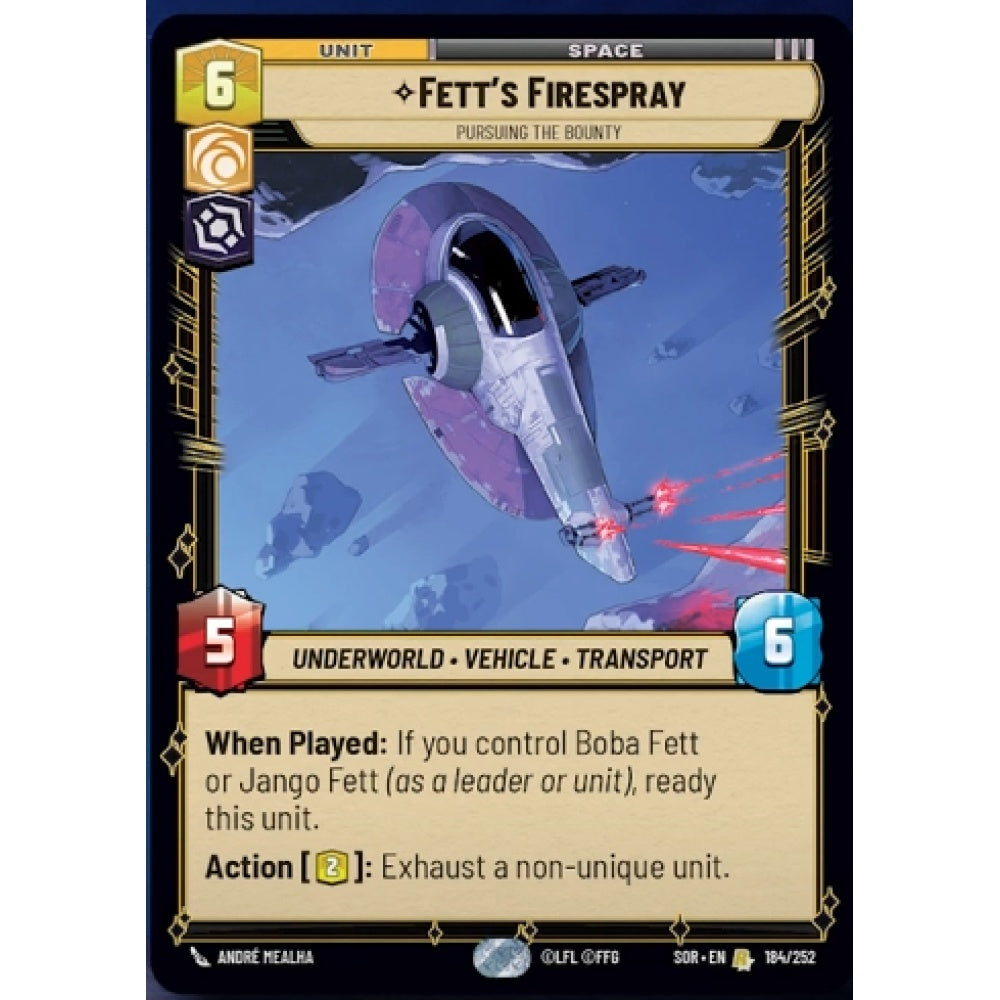 Fett's Firespray, 184, R, Star Wars Unlimited, Sparks Of Rebellion