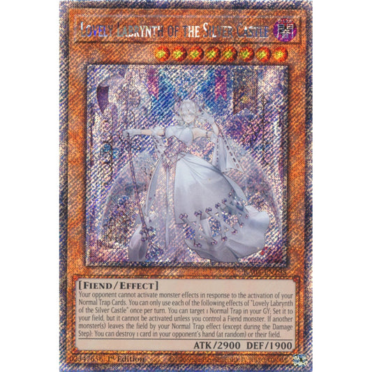 Lovely Labrynth of the Silver Castle RA04-EN295 Platinum Platinum Secret Rare Yu-Gi-Oh Quarter Century Stampede in Art