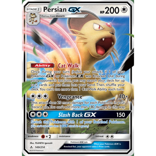 Persian-GX Double Rare 149/214 Pokemon Card Game Unbroken Bonds
