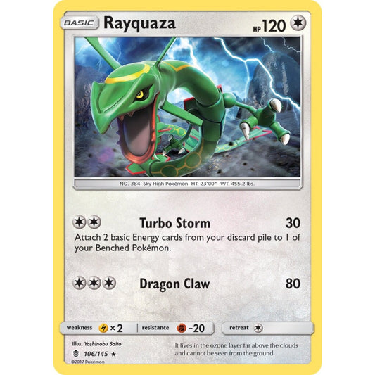 Rayquaza Rare 106/145 Pokemon Card Game Guardians Rising