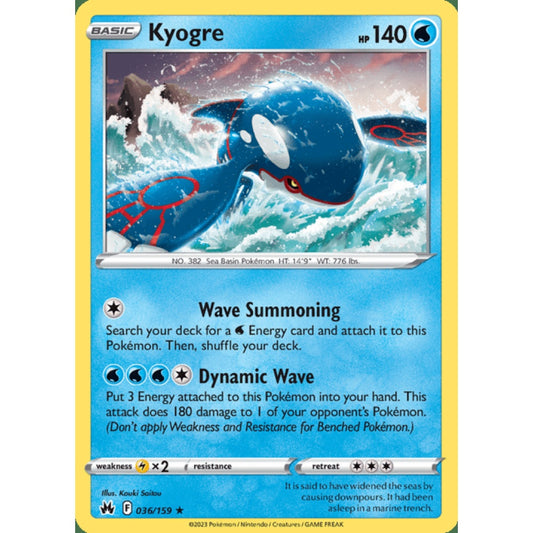 Kyogre Holo Rare 036/159 Pokemon Card Game Crown Zenith
