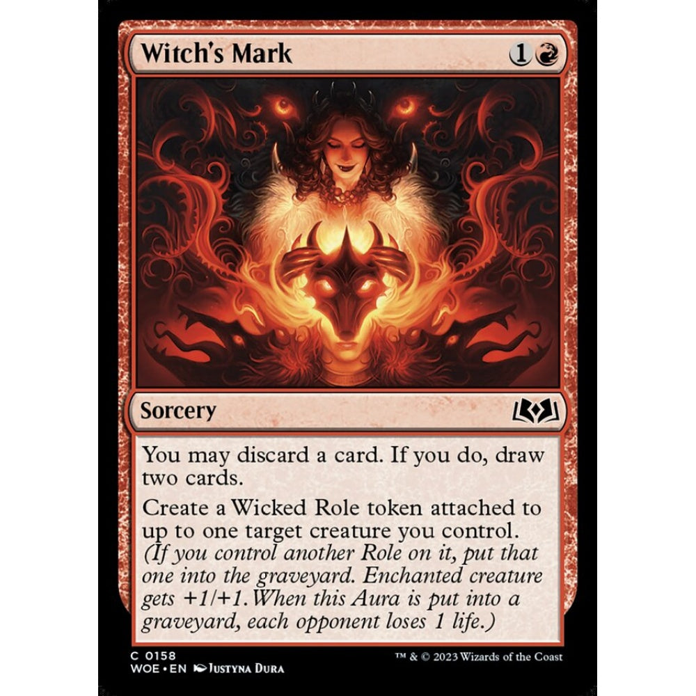 Witch's Mark, common, 158, Magic the Gathering, Wilds of Eldraine