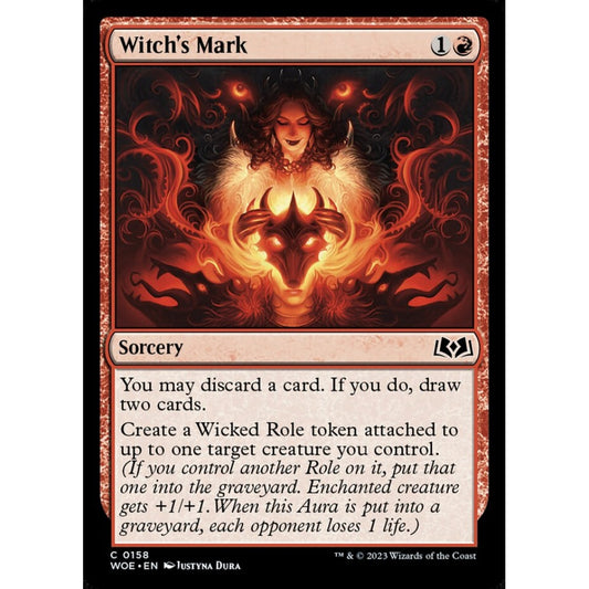Witch's Mark, common, 158, Magic the Gathering, Wilds of Eldraine