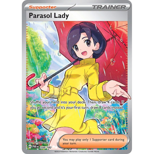 Parasol Lady Ultra Rare 238/182 Pokemon Card Game Paradox Rift
