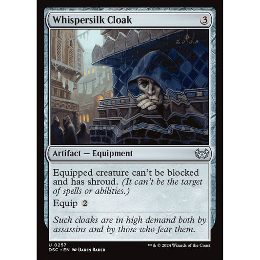 Whispersilk Cloak, 257, uncommon, Magic: The Gathering, Duskmourn: House of Horror