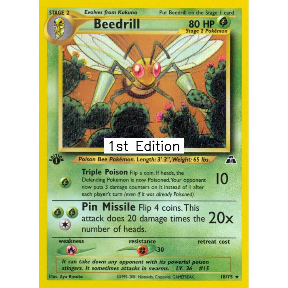 Beedrill Rare 18/75 Pokemon Card Game Neo Discovery