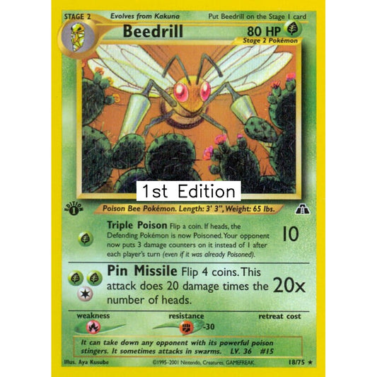 Beedrill Rare 18/75 Pokemon Card Game Neo Discovery