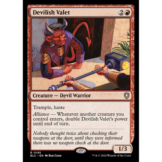 Devilish Valet, 195, rare, Magic: The Gathering, Bloomburrow