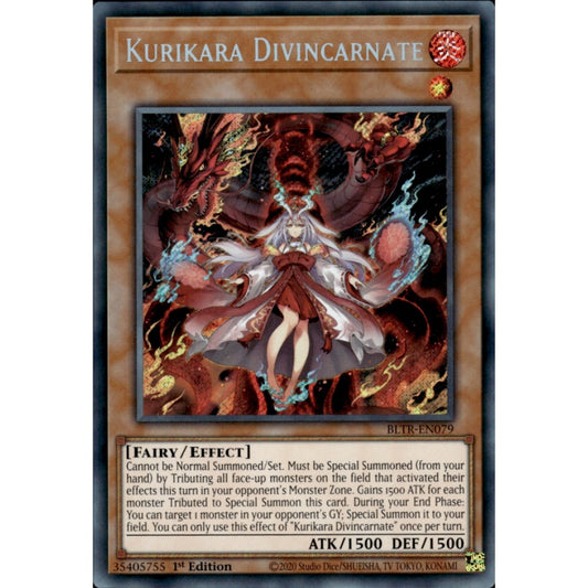 Kurikara Divincarnate BLTR-EN079 Secret Secret Rare Yu-Gi-Oh Battles of Legend: Terminal Revenge in Art