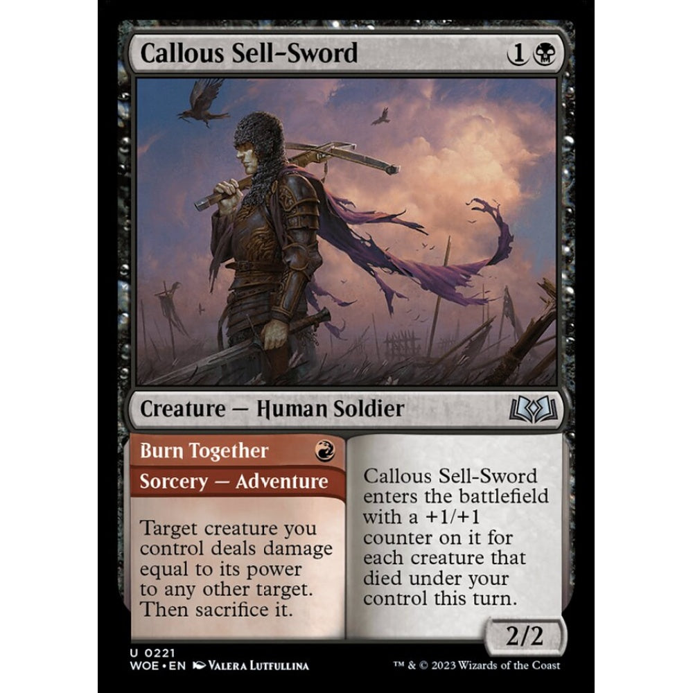 Callous Sell-Sword // Burn Together, uncommon, 221, Magic the Gathering, Wilds of Eldraine