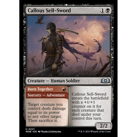 Callous Sell-Sword // Burn Together, uncommon, 221, Magic the Gathering, Wilds of Eldraine
