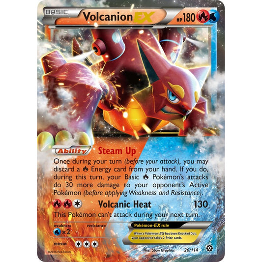 Volcanion-EX Rare Holo EX 26/114 Pokemon Card Game Steam Siege