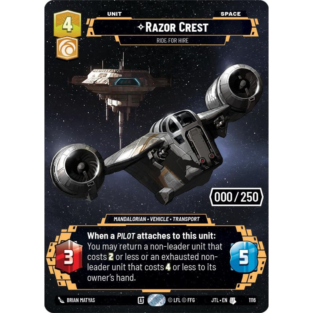 Razor Crest, U, JTL 1116) Prestige Serialized, Star Wars Unlimited