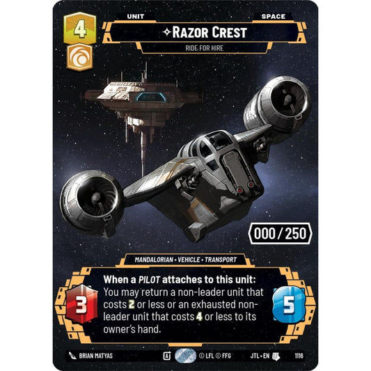 Razor Crest, U, JTL 1116) Prestige Serialized, Star Wars Unlimited