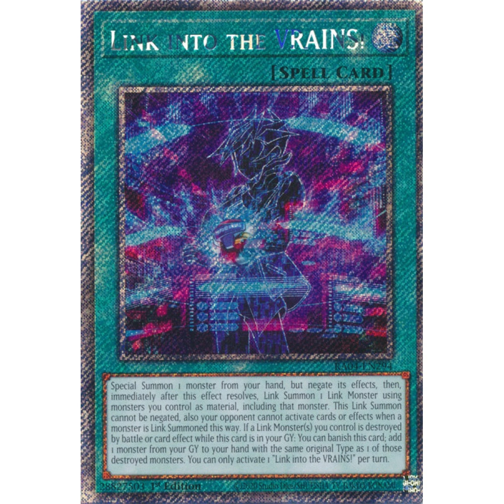 Link into the VRAINS! RA04-EN294 Platinum Platinum Secret Rare Yu-Gi-Oh Quarter Century Stampede in Art