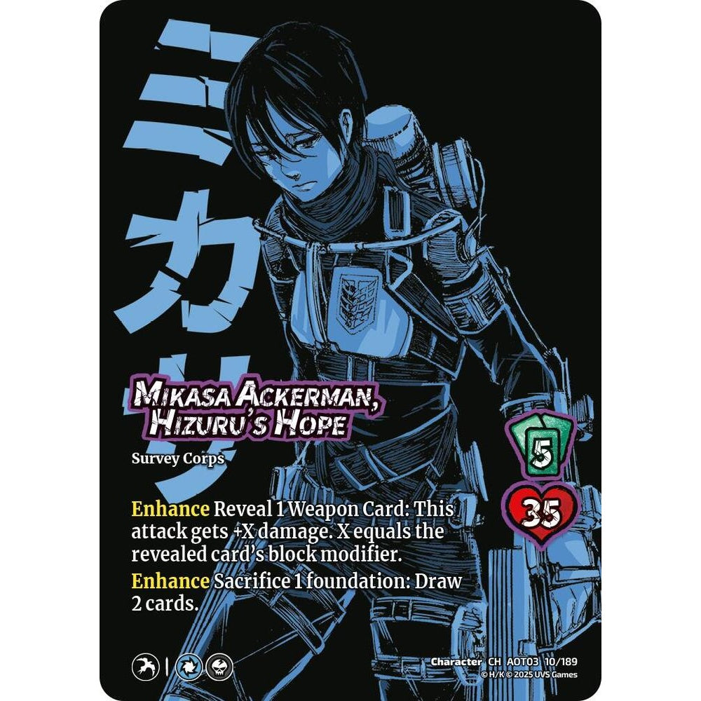 Mikasa Ackerman, Hizuru's Hope (Foil) 10/189 AOT03 Universus Attack on Titan: Apocalypse Character CH-Foil