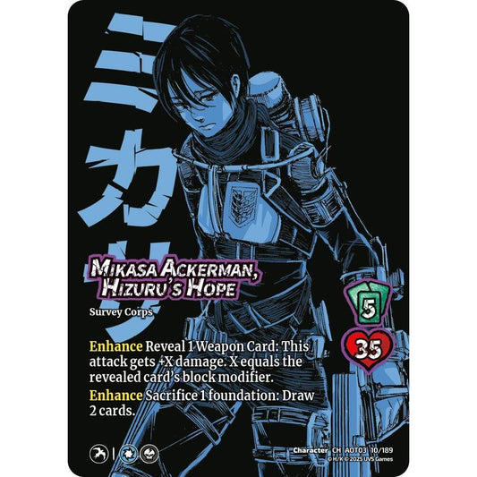 Mikasa Ackerman, Hizuru's Hope (Foil) 10/189 AOT03 Universus Attack on Titan: Apocalypse Character CH-Foil